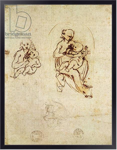 Постер Study for the Virgin and Child, c.1478-1480 с типом исполнения На холсте в раме в багетной раме 221-01
