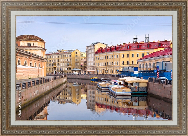 Постер Санкт-Петербург, река Мойка с типом исполнения На холсте в раме в багетной раме 595.M52.330