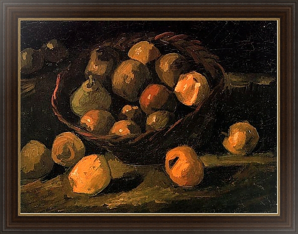 Постер Корзина яблок с типом исполнения На холсте в раме в багетной раме 1.023.151