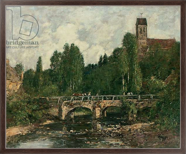 Постер Saint-Cenery, the Church and the Bridge, 1892 с типом исполнения На холсте в раме в багетной раме 221-02