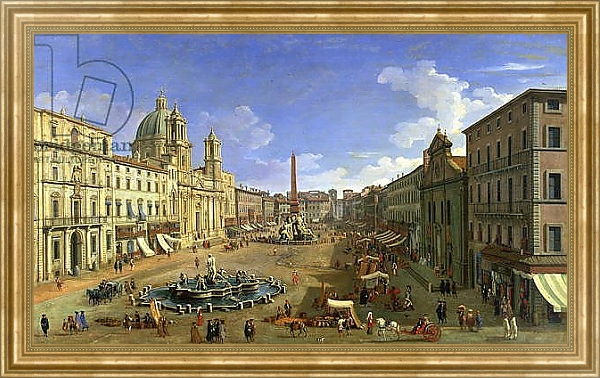Постер View of the Piazza Navona, Rome с типом исполнения На холсте в раме в багетной раме NA033.1.051