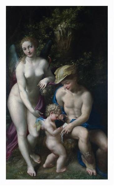Постер Венера с Меркурием и Купидоном с типом исполнения На холсте в раме в багетной раме 221-03