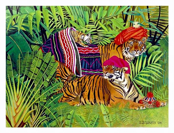 Постер Tiger family with Thai Clothes, 2004 с типом исполнения На холсте в раме в багетной раме 221-03