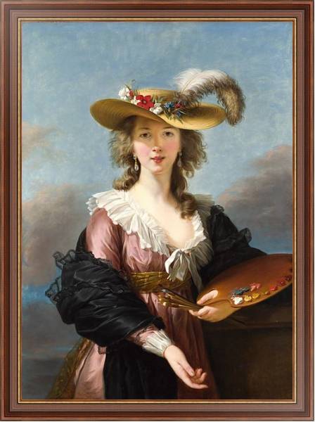 Постер Автопортрет в соломенной шляпе с типом исполнения На холсте в раме в багетной раме 35-M719P-83