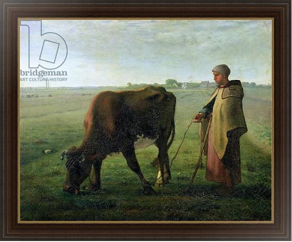 Постер Woman Grazing her Cow, 1858 с типом исполнения На холсте в раме в багетной раме 1.023.151