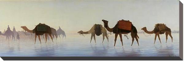 Постер Верблюды, пересекающие воду с типом исполнения На холсте без рамы