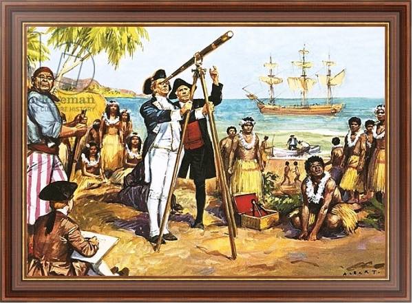 Постер Captain Cook making astronomical observations at Tahiti с типом исполнения На холсте в раме в багетной раме 35-M719P-83