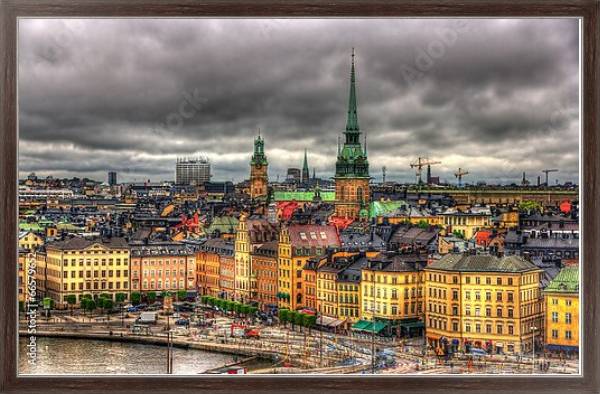 Постер Швеция, Стокгольм. Вид на город с типом исполнения На холсте в раме в багетной раме 221-02