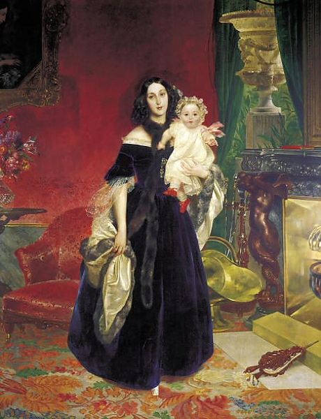 Постер Портрет Марии Аркадьевны Бек с дочерью. 1840 с типом исполнения На холсте без рамы
