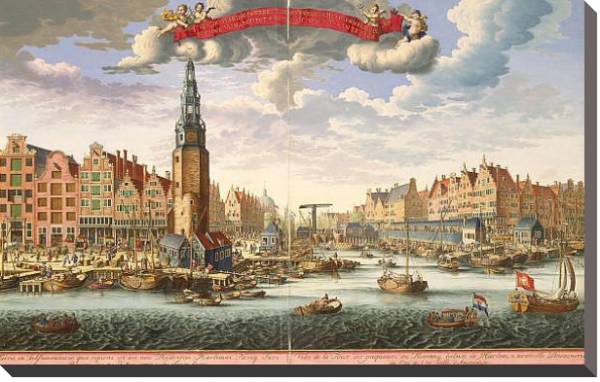 Постер Вид Башни упаковщиков сельди и Нового рыбного рынка со стороны залива Эй в Амстердаме с типом исполнения На холсте без рамы