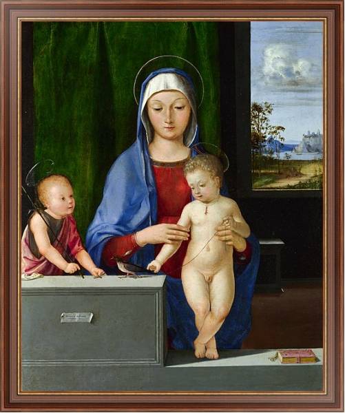 Постер Дева Мария и младенец со Свтым Джоном с типом исполнения На холсте в раме в багетной раме 35-M719P-83