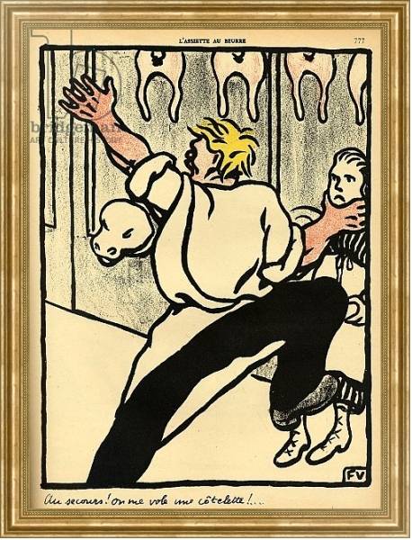 Постер A butcher seizes a woman by the neck and calls for help, 1902 с типом исполнения На холсте в раме в багетной раме NA033.1.051