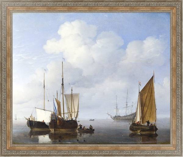 Постер Голландские корабли в штиль с типом исполнения На холсте в раме в багетной раме 484.M48.310