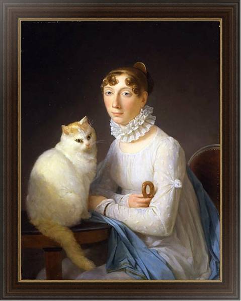 Постер Дама с кошкой с типом исполнения На холсте в раме в багетной раме 1.023.151