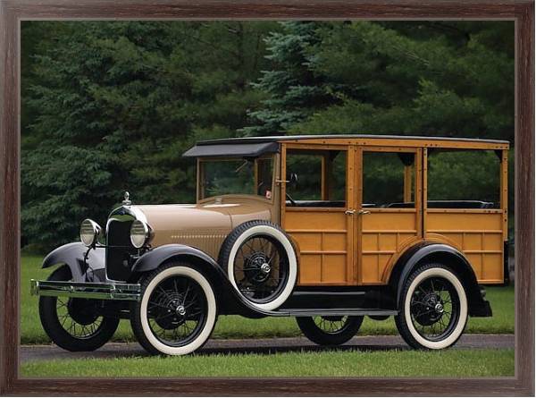 Постер Ford Model A Woody Station Wagon '1929 с типом исполнения На холсте в раме в багетной раме 221-02