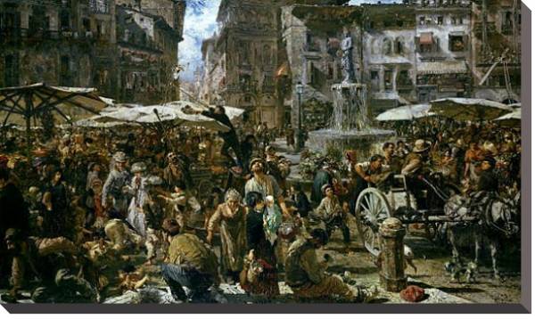 Постер The Market of Verona, 1884 с типом исполнения На холсте без рамы