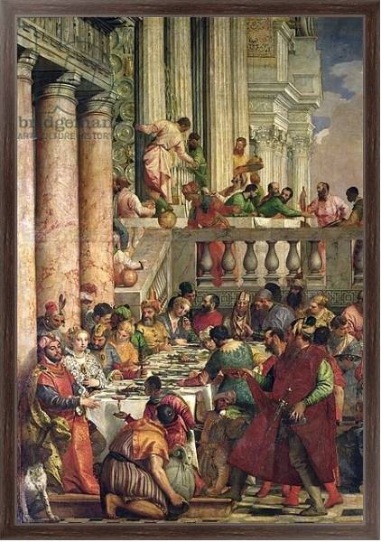 Постер The Marriage Feast at Cana, detail of the left hand side, c.1562 с типом исполнения На холсте в раме в багетной раме 221-02