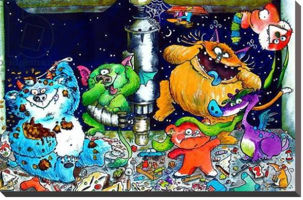 Постер Monsters under the sink с типом исполнения На холсте без рамы