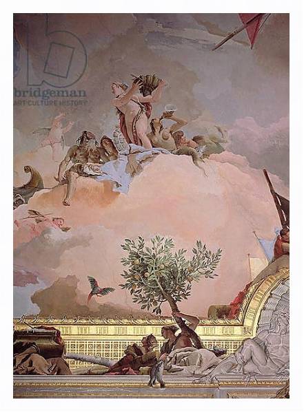 Постер The Glory of Spain IV, from the Ceiling of the Throne Room, 1764 с типом исполнения На холсте в раме в багетной раме 221-03