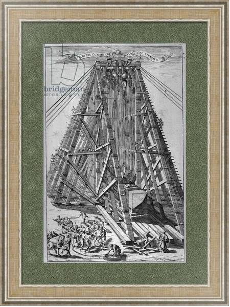 Постер Erecting the Ancient Egyptian Obelisk in St. Peter's Square, Rome, engraved by Alessandro Specchi 2 с типом исполнения Акварель в раме в багетной раме 485.M40.584