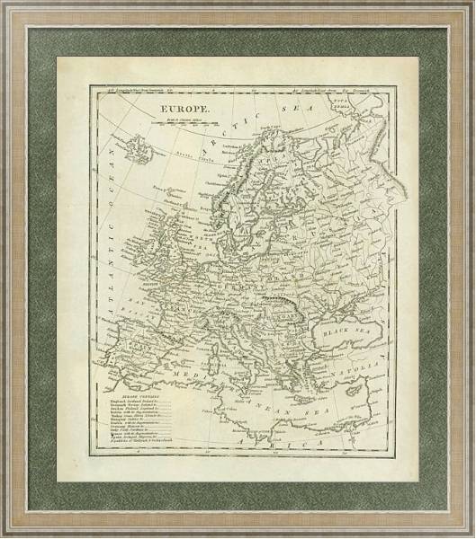 Постер Карта: Европа 2 с типом исполнения Акварель в раме в багетной раме 485.M40.584