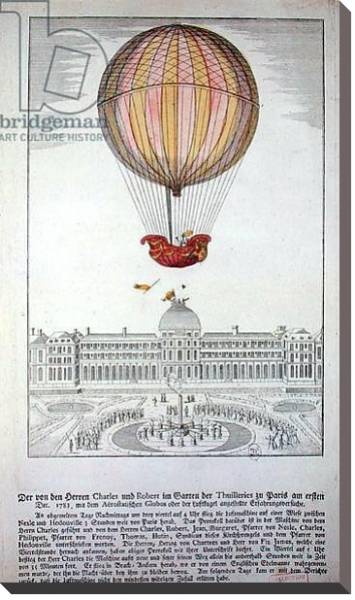 Постер The Flight of Jacques Charles and Nicholas Robert from the Jardin des Tuileries, 1st December, 1783 с типом исполнения На холсте без рамы