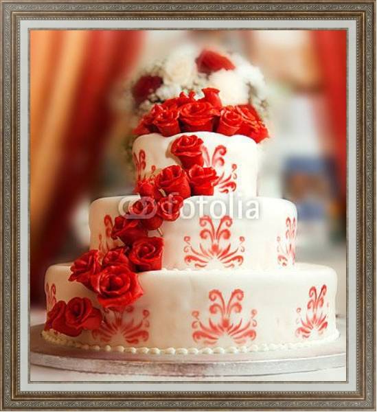 Постер Свадебный торт с типом исполнения На холсте в раме в багетной раме 595.M52.330
