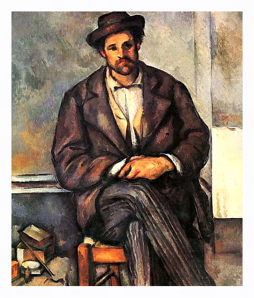 Постер Сидящий крестьянин с типом исполнения На холсте в раме в багетной раме 221-03