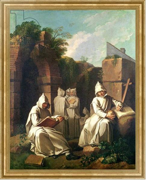 Постер Carthusian Monks in Meditation с типом исполнения На холсте в раме в багетной раме NA033.1.051