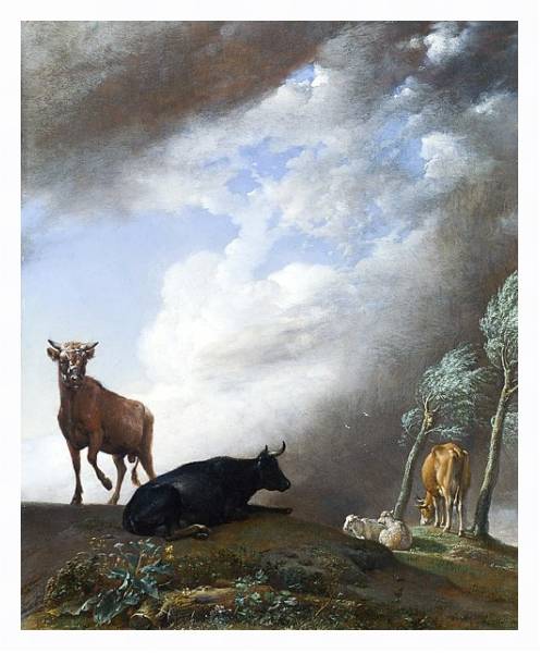 Постер Скот и овцы в шторм с типом исполнения На холсте в раме в багетной раме 221-03