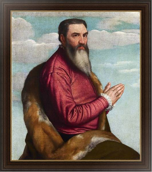 Постер Молящийся мужчина с длинной бородой с типом исполнения На холсте в раме в багетной раме 1.023.151