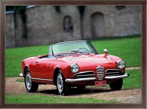 Постер Alfa Romeo Giulietta Spider '1955–62 дизайн Pininfarina с типом исполнения На холсте в раме в багетной раме 221-02