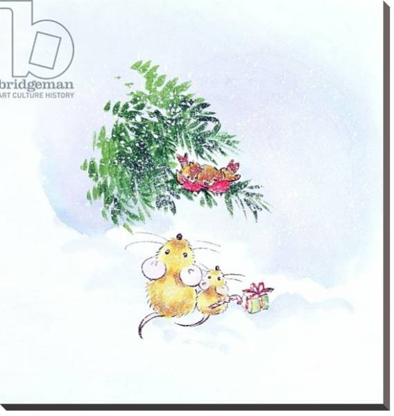 Постер Christmas Mice and Robins с типом исполнения На холсте без рамы