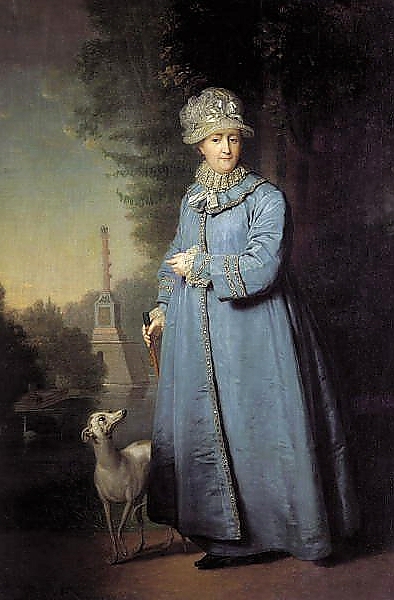 Постер Екатерина II на прогулке в Царскосельском парке. 1794 с типом исполнения На холсте без рамы