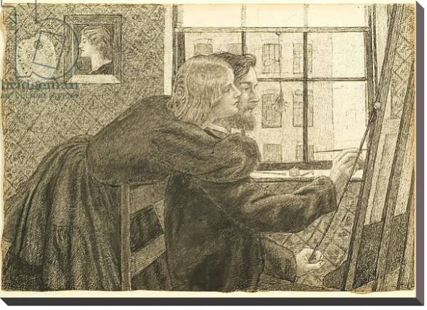 Постер G P Boyce with Fanny Cornforth at Rossetti's Studio, Chatham Place, c.1858 с типом исполнения На холсте без рамы