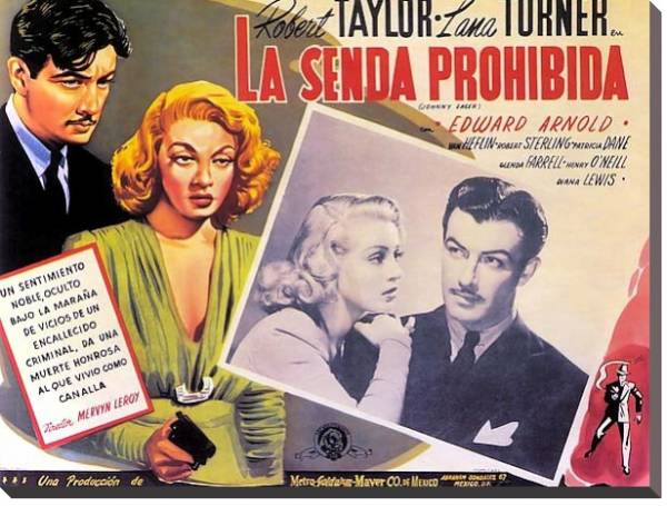 Постер Film Noir Poster - Johnny Eager с типом исполнения На холсте без рамы