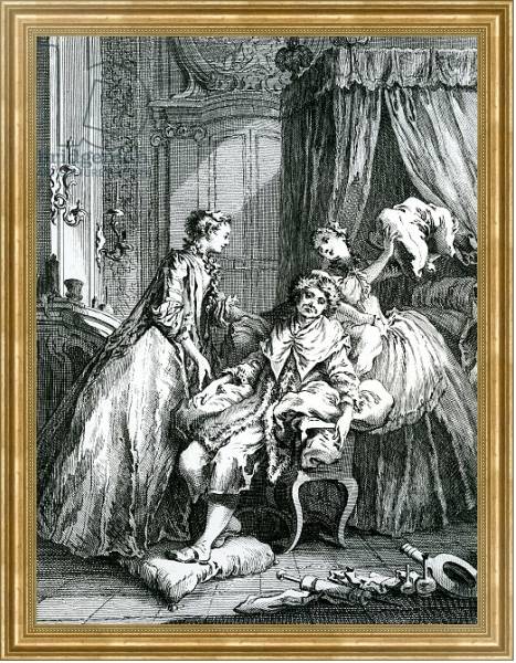 Постер A Scene from 'Le Malade Imaginaire' by Moliere, etched by Charles Jean Louis Courty, c.1872 с типом исполнения На холсте в раме в багетной раме NA033.1.051