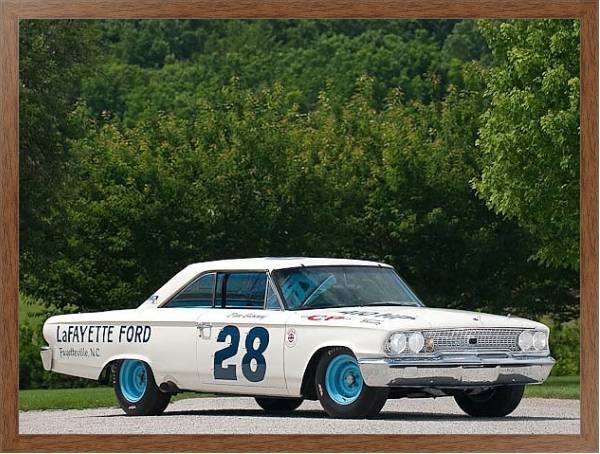 Постер Ford Galaxie 500XL 427 Lightweight NASCAR Race Car '1963 с типом исполнения На холсте в раме в багетной раме 1727.4310