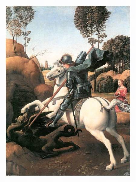 Постер Битва св. Георгия с драконом с типом исполнения На холсте в раме в багетной раме 221-03