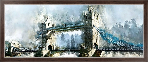 Постер Акварельный Тауэрский мост  с типом исполнения На холсте в раме в багетной раме 221-02