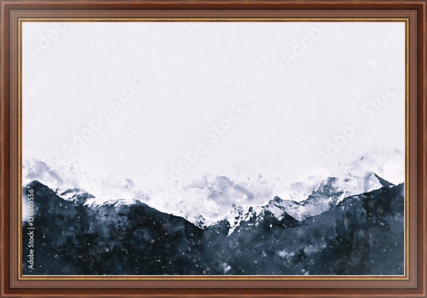 Постер Горный пейзаж зимой с типом исполнения На холсте в раме в багетной раме 35-M719P-83