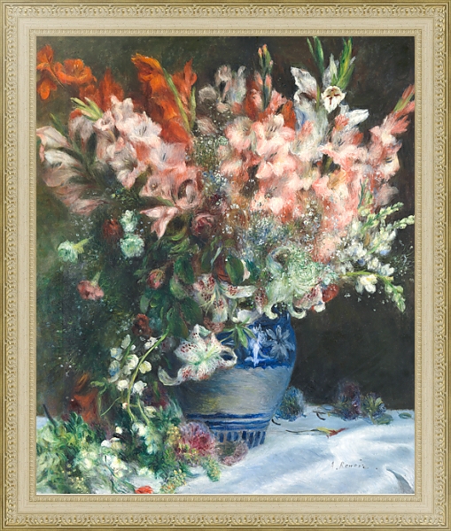 Постер Гладиолусы в вазе с типом исполнения На холсте в раме в багетной раме 484.M48.725