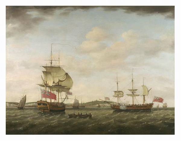 Постер Британский военный корабль у Дувра с типом исполнения На холсте в раме в багетной раме 221-03