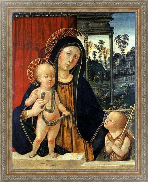 Постер Madonna and Child with a young John the Baptist, c.1500 с типом исполнения На холсте в раме в багетной раме 484.M48.310