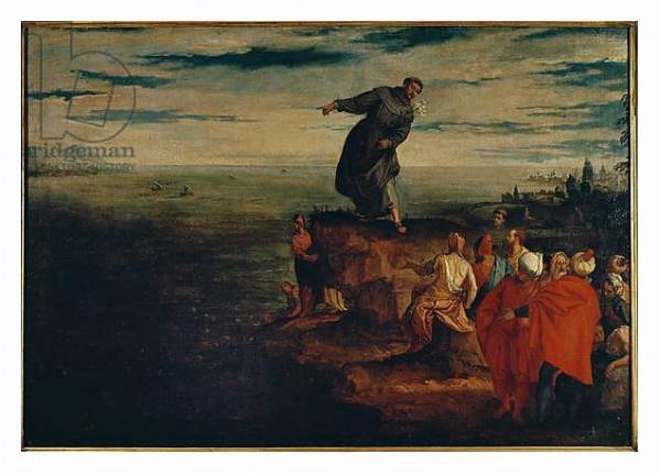 Постер St. Anthony Preaching to the Fish, c.1580 с типом исполнения На холсте в раме в багетной раме 221-03