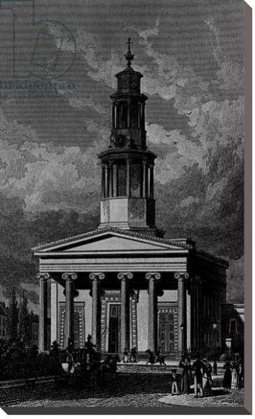 Постер St. Pancrass Church, West Front, engraved by James Tingle 1827 с типом исполнения На холсте без рамы