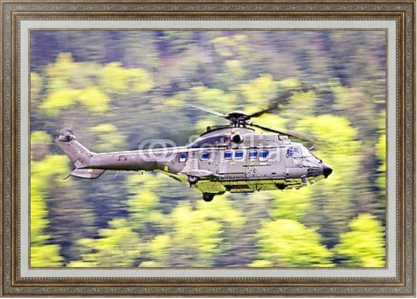 Постер Военный вертолет с типом исполнения На холсте в раме в багетной раме 595.M52.330