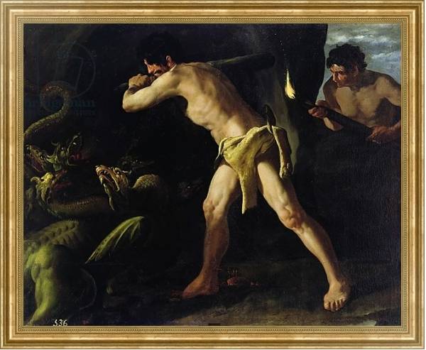 Постер Hercules Fighting with the Lernaean Hydra, c.1634 с типом исполнения На холсте в раме в багетной раме NA033.1.051