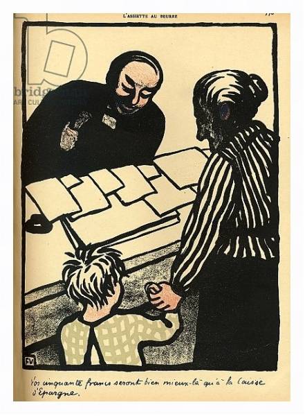 Постер A woman and child hand over their savings to the priest, 1902 с типом исполнения На холсте в раме в багетной раме 221-03