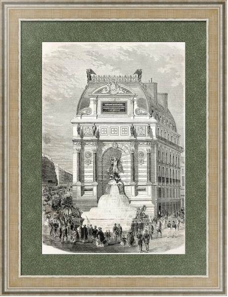 Постер Inauguration of Saint-Michel fountain. Created by Fichot, published on L'Illustration, Journal Unive с типом исполнения Акварель в раме в багетной раме 485.M40.584